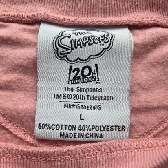 Large Simpsons Graphic Oversized Long Sleeve Two Tone Pink Sweatshirt - Picture 13 of 13